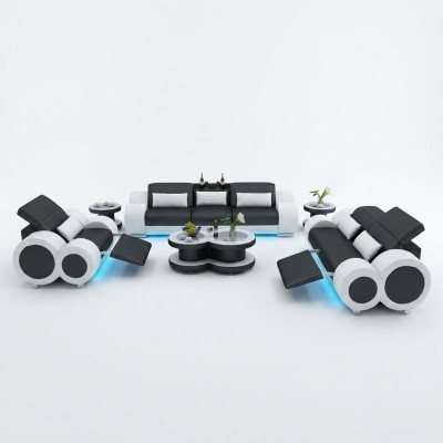 Sofa skórzana Kanapa Zestaw sofowy 3+2+1 Ustawić Design Nowoczesna Sofa + miejsce do siedzenia USB Nowa