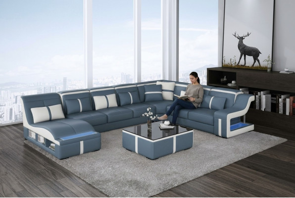 Żywy krajobraz Narożnikowa kanapa Sofa Couch U Shape Podkładka Couchen Skóra Design Illuminated