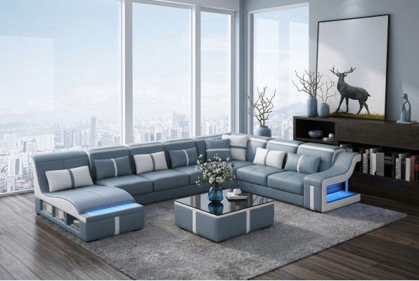Żywy krajobraz Narożnikowa kanapa Sofa Couch U Shape Podkładka Couchen Skóra Design Illuminated