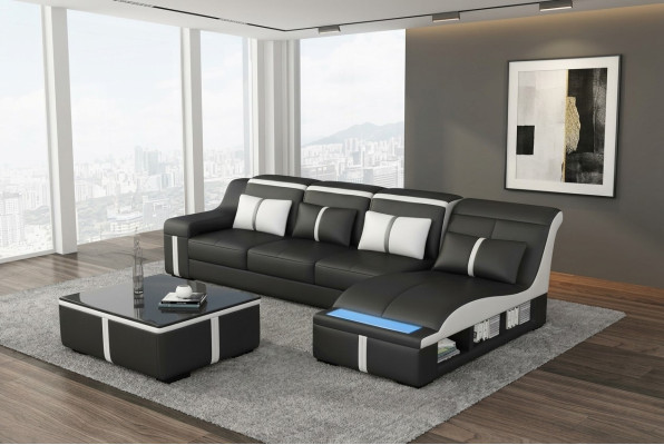 Design Narożnik Sofa USB LED + Tablica Podkładka Narożnik Siedziba Skóra Ustawić Żywy krajobraz