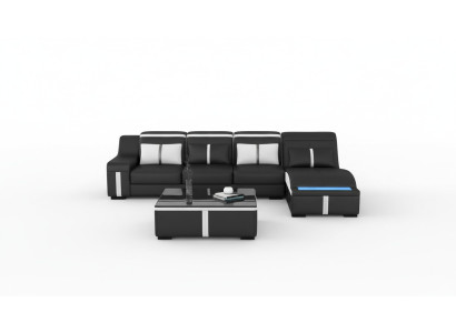 Design Narożnik Sofa USB LED + Tablica Podkładka Narożnik Siedziba Skóra Ustawić Żywy krajobraz