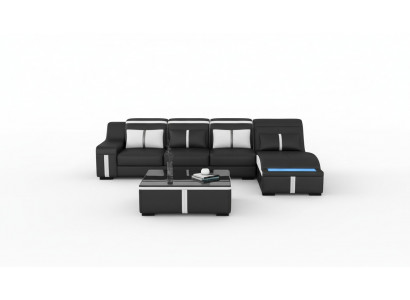 Design Narożnik Sofa USB LED + Tablica Podkładka Narożnik Siedziba Skóra Ustawić Żywy krajobraz
