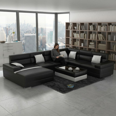 Skórzana sofa kanapa Żywy krajobraz Narożnik kanapa Narożnik Ustaw Design Nowoczesna Sofa UForm USB