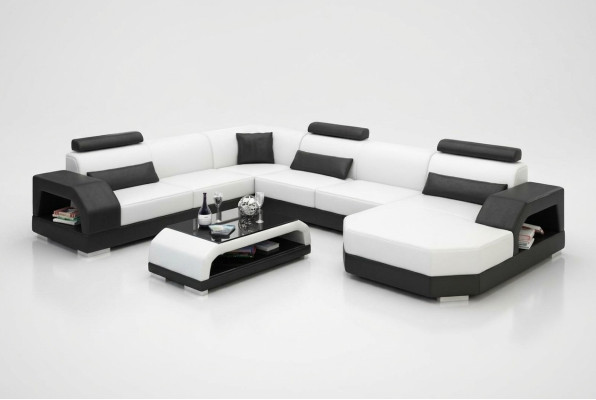 Skórzana sofa kanapa Żywy krajobraz Narożnik kanapa Narożnik Ustaw Design Nowoczesna Sofa z USB
