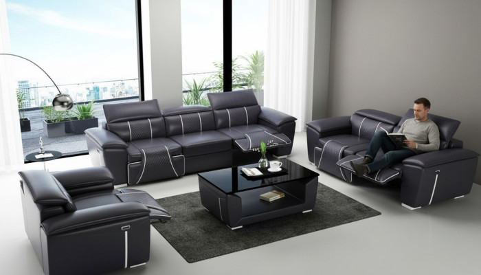 Zestaw sofowy Couch Podkładka Sofa 3+3 Kompletny zestaw Design Skóra 2-częściowy. Obcios
