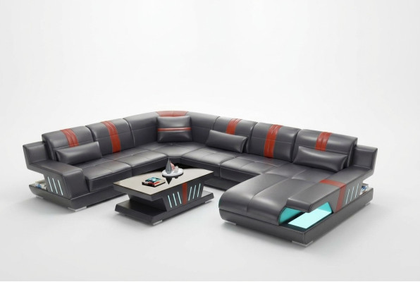Narożnikowa kanapa Żywy krajobraz Sofa Couch U Shape Podkładka Couchen Skóra Design Illuminated