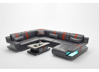 Narożnikowa kanapa Żywy krajobraz Sofa Couch U Shape Podkładka Couchen Skóra Design Illuminated