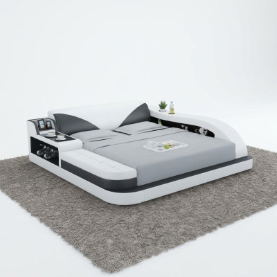 Wielofunkcyjne łóżko Luxury Design Skóra łóżka Double Zgłoszenie Półka 180x200