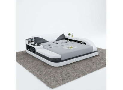 Wielofunkcyjne łóżko Luxury Design Skóra łóżka Double Zgłoszenie Półka 180x200