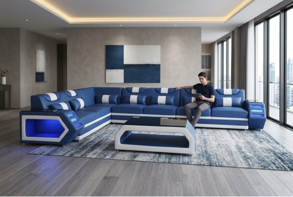 Podkładka Couch Narożnik Skóra Narożnik Sofa z USB Podkładka Krajobraz Pokój Skóra Sofy