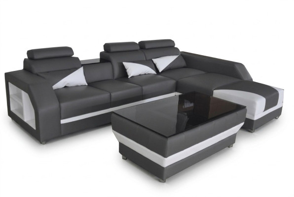 Skóra Narożnik Sofa z USB,Podkładka Kanapy Sofy Żywy krajobraz Luksus Ustawić Narożnik