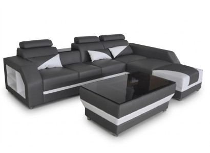 Skóra Narożnik Sofa z USB,Podkładka Kanapy Sofy Żywy krajobraz Luksus Ustawić Narożnik