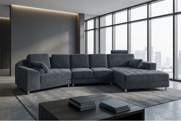Nowoczesna Sofa Włókiennicza Narożnik Podkładka Salon LForm Żywy krajobraz USB Narożnikowa kanapa