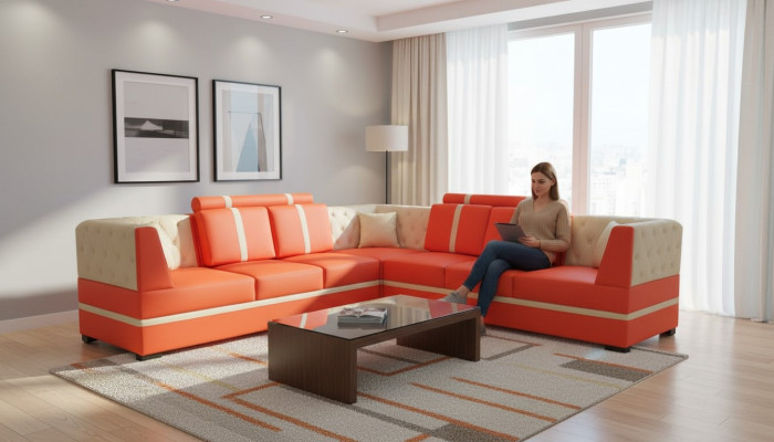 Narożnik Sofa z USB Podkładka Narożnik Living Pokój Projektant Krajobrazu Kanapy Włókiennicze Nowość
