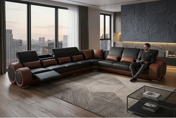 Design Narożnik Couch z USB Podkładka Sofa Skóra Siedziba Ustawić Nowoczesne Sofy Siedziba Nowe