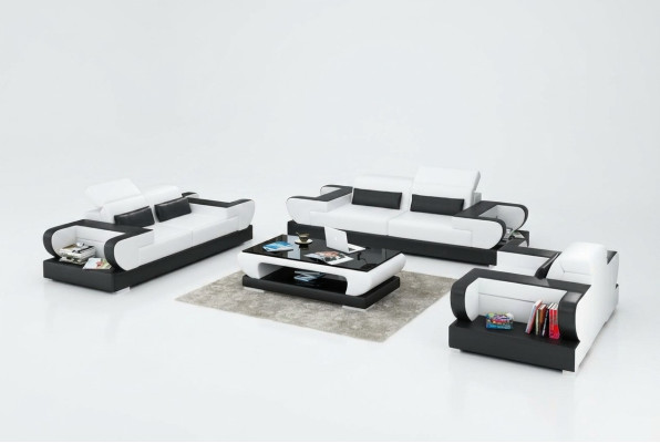Skórzana sofa kanapa Żywy krajobraz 3+2+1 miejsce do siedzenia Ustawić Design Nowoczesna Sofa na USB
