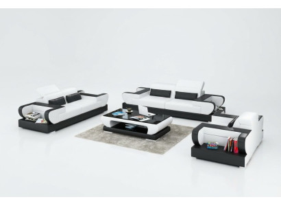Skórzana sofa kanapa Żywy krajobraz 3+2+1 miejsce do siedzenia Ustawić Design Nowoczesna Sofa na USB