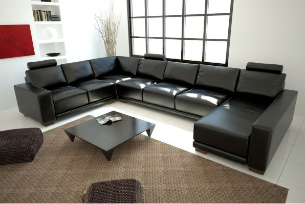 Skórzana sofa kanapa Żywy krajobraz Narożnik kanapa Narożnik Ustaw Design Nowoczesna Sofa z USB