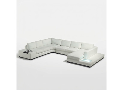 Skórzana sofa kanapa Żywy krajobraz Narożnik kanapa Narożnik Ustaw Design Nowoczesna Sofa z USB