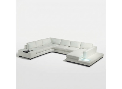 Skórzana sofa kanapa Żywy krajobraz Narożnik kanapa Narożnik Ustaw Design Nowoczesna Sofa z USB