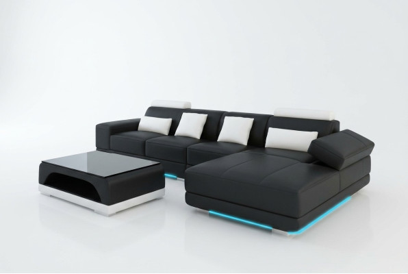 Skórzana sofa kanapa Żywy krajobraz Narożnik kanapa Narożnik Ustaw Design Nowoczesna Sofa z USB