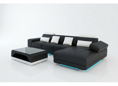 Skórzana sofa kanapa Żywy krajobraz Narożnik kanapa Narożnik Ustaw Design Nowoczesna Sofa z USB