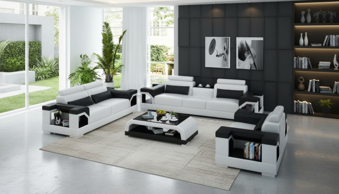 Skórzana sofa kanapa Żywy krajobraz 3+2+1 miejsce do siedzenia Ustawić Design Nowoczesna Sofa na USB