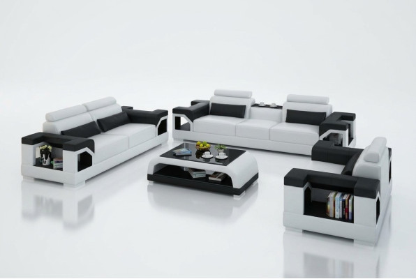 Skórzana sofa kanapa Żywy krajobraz 3+2+1 miejsce do siedzenia Ustawić Design Nowoczesna Sofa na USB