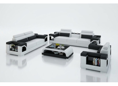 Skórzana sofa kanapa Żywy krajobraz 3+2+1 miejsce do siedzenia Ustawić Design Nowoczesna Sofa na USB