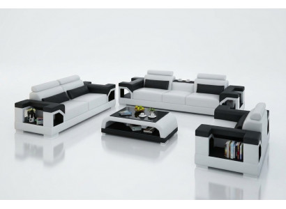 Skórzana sofa kanapa Żywy krajobraz 3+2+1 miejsce do siedzenia Ustawić Design Nowoczesna Sofa na USB