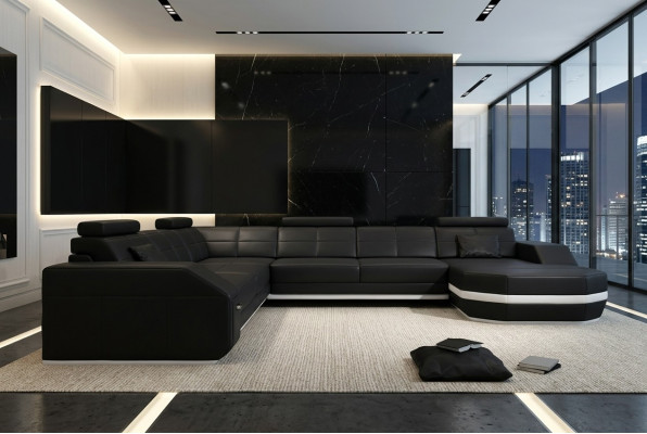 Design Sofa z USB Couch Podkładka Narożnikowa kanapa Żywy krajobraz Skórzana sofa Zestaw narożny