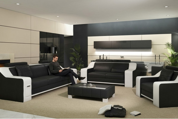 Siedziba Ustawić Sofa Skóra Podkładka 3+2+1 Design Couch Nowoczesne Obcios Sofy USB