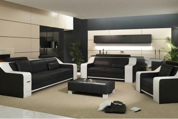 Siedziba Ustawić Sofa Skóra Podkładka 3+2+1 Design Couch Nowoczesne Obcios Sofy USB