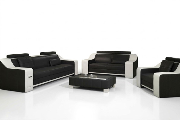Siedziba Ustawić Sofa Skóra Podkładka 3+2+1 Design Couch Nowoczesne Obcios Sofy USB