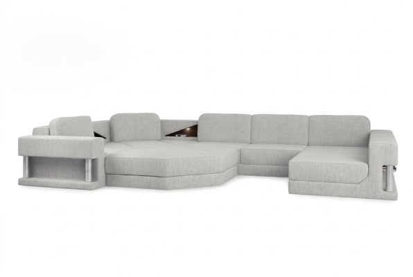 Nowoczesna kanapa Narożnikowa USB LED Podkładka Skóra Design Sofa Ustawić Żywy krajobraz