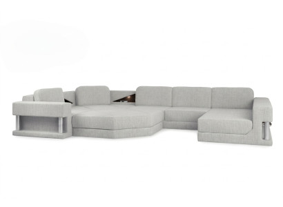 Nowoczesna kanapa Narożnikowa USB LED Podkładka Skóra Design Sofa Ustawić Żywy krajobraz