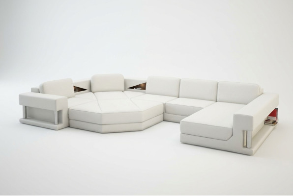 Nowoczesna Narożnikowa kanapa z USB Couch Podkładka Skóra Design Sofa Ustawić Żywy krajobraz
