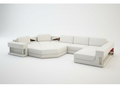 Nowoczesna Narożnikowa kanapa z USB Couch Podkładka Skóra Design Sofa Ustawić Żywy krajobraz