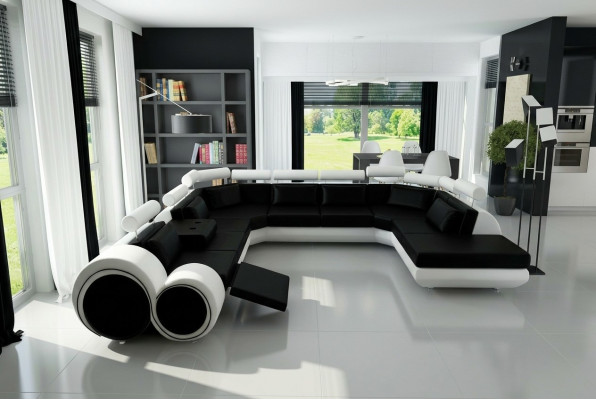 XXL Big Designer Sofa Couch Podkładka Ustawić Żywy krajobraz Skórzana sofa na USB