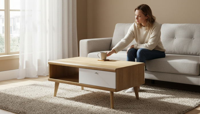 Nowoczesny stolik kawowy Tabela design stoły Drewniany kredens do salonu