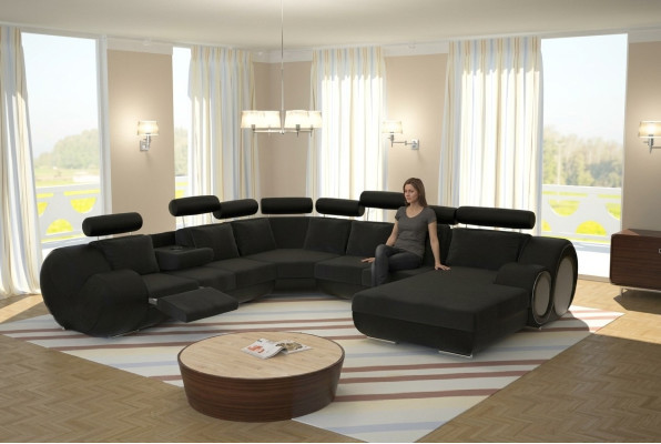 Sofa Designer Żywy krajobraz Kształt U Couch Narożnikowa kanapa z USB Podkładka Ustawić Sofy