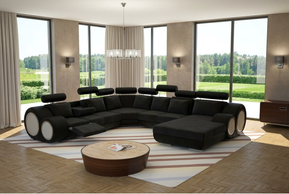 Sofa Designer Żywy krajobraz Kształt U Couch Narożnikowa kanapa z USB Podkładka Ustawić Sofy