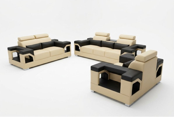 Ustawić Skóra Sofa +USB Couch Podkładka Couchen Sofa Żywy krajobraz Luxury 3+2+1