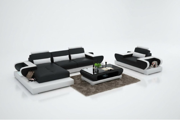 Design XXL Duża Sofa z USB, Narożnikowa kanapa skórzana kanapa Podkładka Narożnik Żywy krajobraz