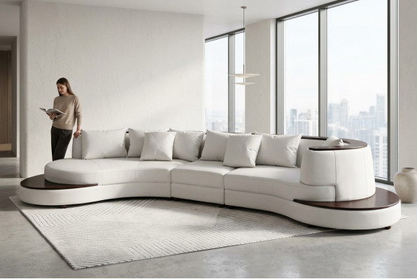 Luxury Living Narożnik Skóra Ustawić Podkładkę XXL Duża Sofa z USB UForm Narożnik Krajobraz