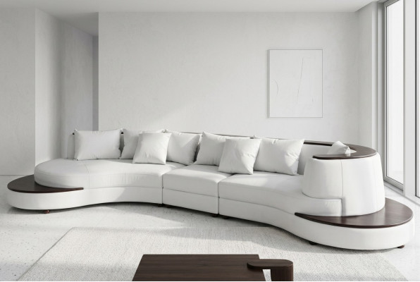 Luxury Living Narożnik Skóra Ustawić Podkładkę XXL Duża Sofa z USB UForm Narożnik Krajobraz