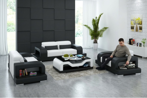 Skórzana sofa kanapa Żywy krajobraz 3+2+1 miejsce do siedzenia Ustawić Design Nowoczesna Sofa na USB