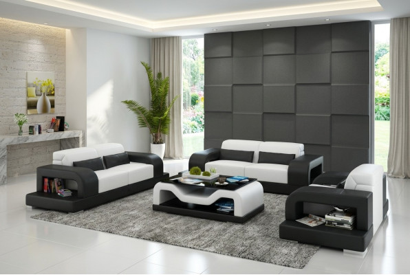 Skórzana sofa kanapa Żywy krajobraz 3+2+1 miejsce do siedzenia Ustawić Design Nowoczesna Sofa na USB
