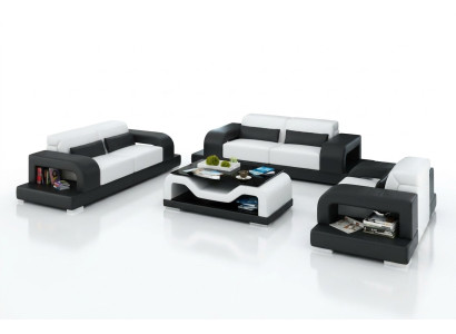 Skórzana sofa kanapa Żywy krajobraz 3+2+1 miejsce do siedzenia Ustawić Design Nowoczesna Sofa na USB