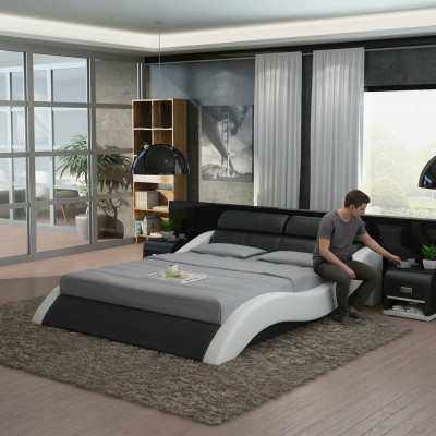 Łóżko wodne Hotel Podwójne łóżko z USB Kompletne skórzane łóżko wodne łóżko tapicerowane